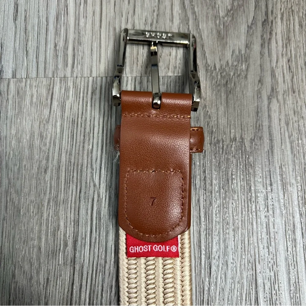 Ghost Golf Belt Mens Size 42 Sam Stretch Fit Extreme Comfort Casual Khaki Silver